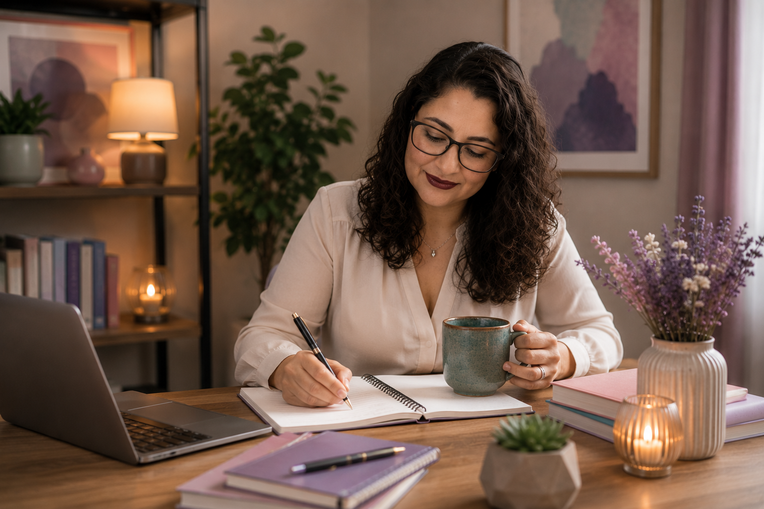 Rochana Mendes Otsuka produzindo conteúdos sobre psicologia e saúde emocional